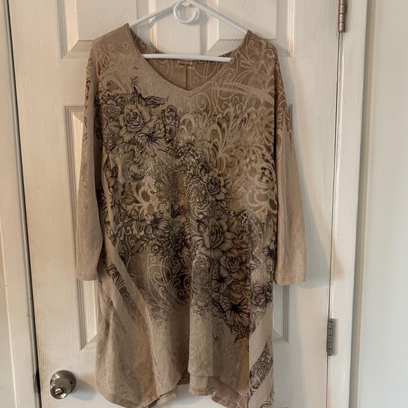 Studio Geni Q Embellished Floral Tunic Top XXL - Picture 3 of 8